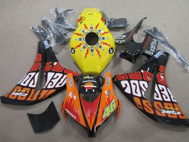 Carenados Moto Honda CBR1000RR 2008-2011 - Amarillo Naranja Negro Brillante Rossi Repsol 46 Asequibles