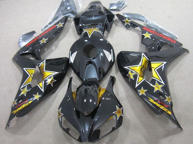 Carenados Moto Honda CBR1000RR 2006-2007 - Negro Brillante Oro Estrella Energy Drink Asequibles