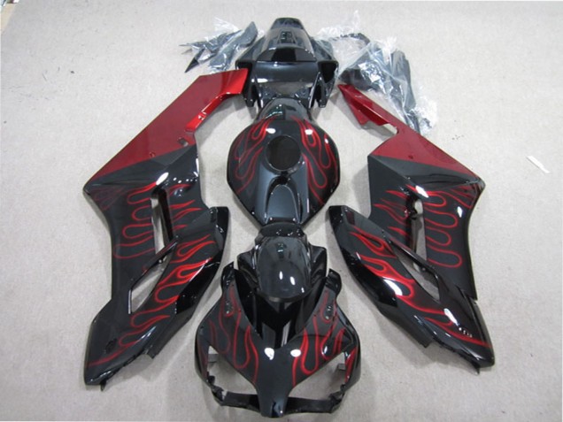 Carenado Moto Honda CBR1000RR 2004-2005 - Negro Brillante Rojo Llama Asequibles