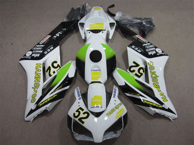 Carenados Moto Honda CBR1000RR 2004-2005 - Blanco Amarillo Verde Negro Brillante Hannspree 52 Asequibles