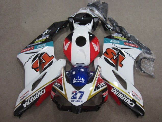 Carenados Moto Honda CBR1000RR 2004-2005 - Blanco Rojo Azul Negro Brillante 27 Contrainer IT Carrera Asequibles
