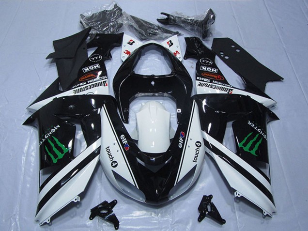Carenados Moto Kawasaki ZX6R 2007-2008 - Negro Blanco Monstruo Touch4 Asequibles