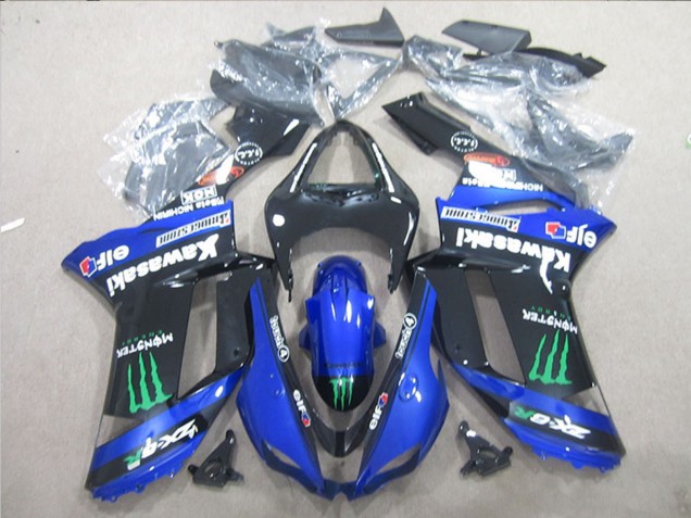 Carenados Moto Kawasaki ZX6R 2007-2008 - Negro Azul Verde Monstruo Asequibles