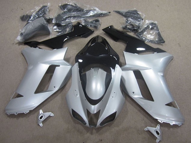 Carenados Moto Kawasaki ZX6R 2007-2008 - Plata Negro Asequibles