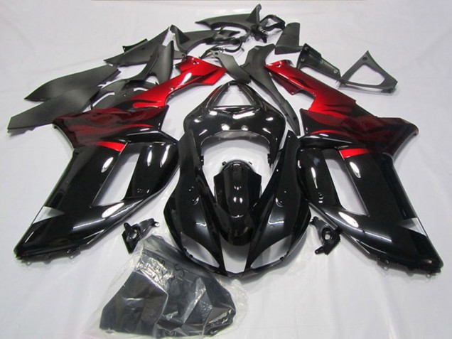 Carenados Moto Kawasaki ZX6R 2007-2008 - Negro Rojo Asequibles