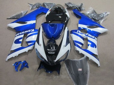 Carenados Moto Kawasaki ZX6R 2005-2006 - Azul Blanco Negro Asequibles