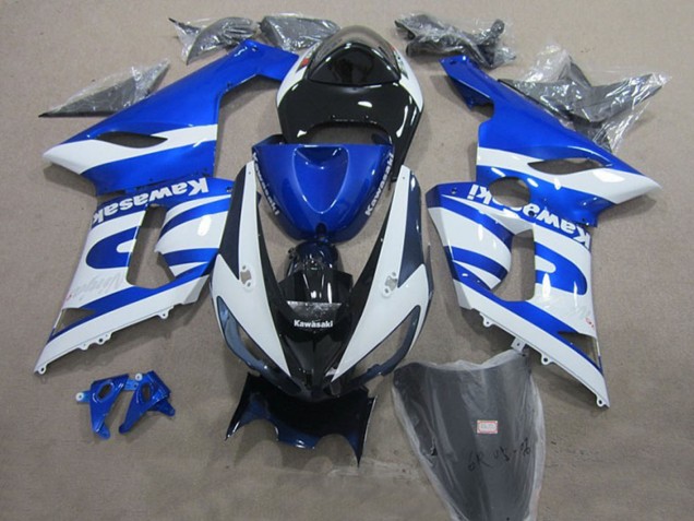 Carenados Moto Kawasaki ZX6R 2005-2006 - Azul Blanco Negro Asequibles
