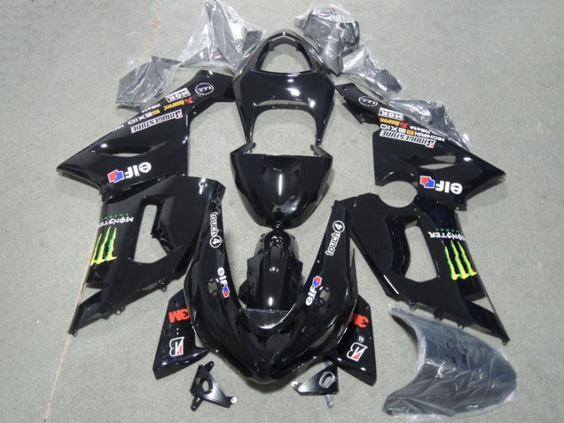 Carenados Moto Kawasaki ZX6R 2005-2006 - Negro Brillante Verde Monstruo Asequibles