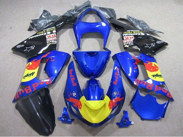 Carenados Moto Kawasaki ZX6R 2005-2006 - Azul Amarillo Negro Rojo Bull Asequibles