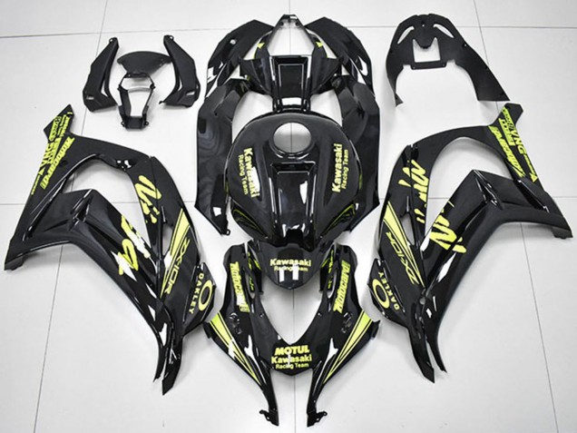 Carenados Moto Kawasaki ZX10R 2016-2020 - Negro Brillante Amarillo Motul Carrera Team Motocard Asequibles