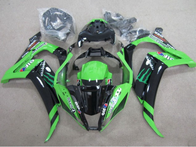 Carenados Moto Kawasaki ZX10R 2011-2015 - Verde Negro Brillante Verde Elf Touch4 Monstruo Asequibles