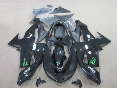 Carenados Moto Kawasaki ZX10R 2006-2007 - Negro Brillante Verde Monstruo Asequibles
