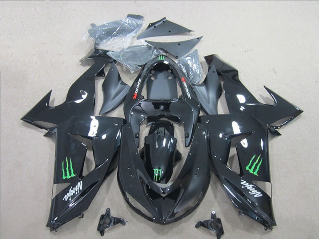 Carenados Moto Kawasaki ZX10R 2006-2007 - Negro Brillante Verde Monstruo Asequibles