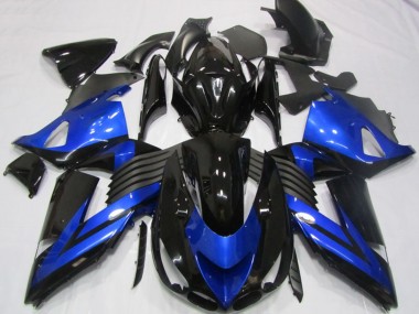 Carenados Moto Kawasaki ZX14R ZZR1400 2006-2011 - Azul Negro Brillante Asequibles