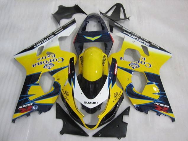 Carenados Moto Suzuki GSXR 600 2004-2005 - Amarillo Blanco Azul Corona Extra Asequibles