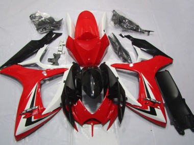 Carenados Moto Suzuki GSXR 600 2006-2007 - Blanco Rojo Negro Brillante Raya Asequibles