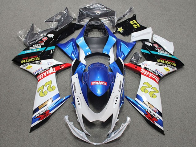 Carenados Moto Suzuki GSXR 600 2011-2024 - Azul Blanco Rojo Negro Rockstar 22 Asequibles