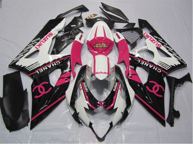Carenados Moto Suzuki GSXR 1000 2005-2006 - Blanco Rosa Negro Chanel Asequibles