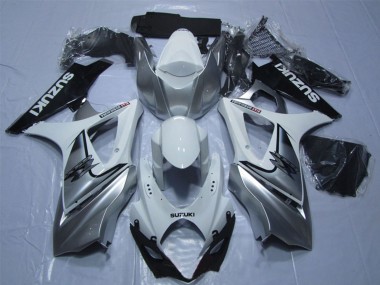 Carenado Moto Suzuki GSXR 1000 2007-2008 - Blanco Plata Negro Asequibles