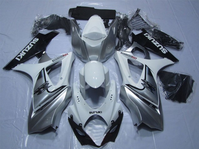 Carenado Moto Suzuki GSXR 1000 2007-2008 - Blanco Plata Negro Asequibles