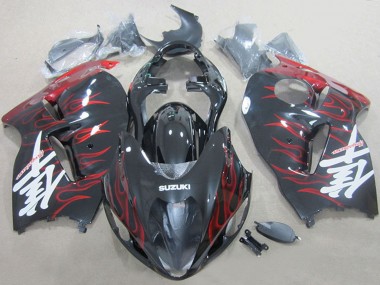 Carenados Moto Suzuki GSXR 1300 Hayabusa 1996-2007 - Negro Rojo Llama Asequibles