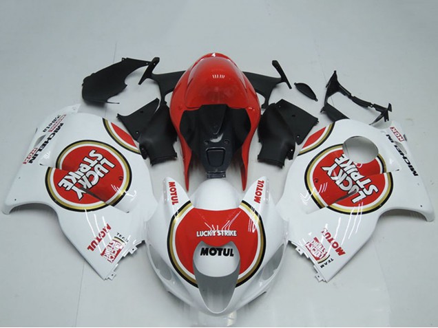 Carenados Moto Suzuki GSXR 1300 Hayabusa 1996-2007 - Blanco Rojo Lucky Strike Motul Asequibles