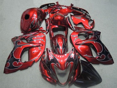 Carenados Moto Suzuki GSXR 1300 Hayabusa 1996-2007 - Rojo Plata Negro Llama Asequibles