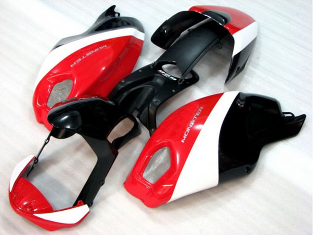 Carenado Moto Ducati Monster 696 2008-2012 - Blanco Rojo Negro Brillante Asequibles
