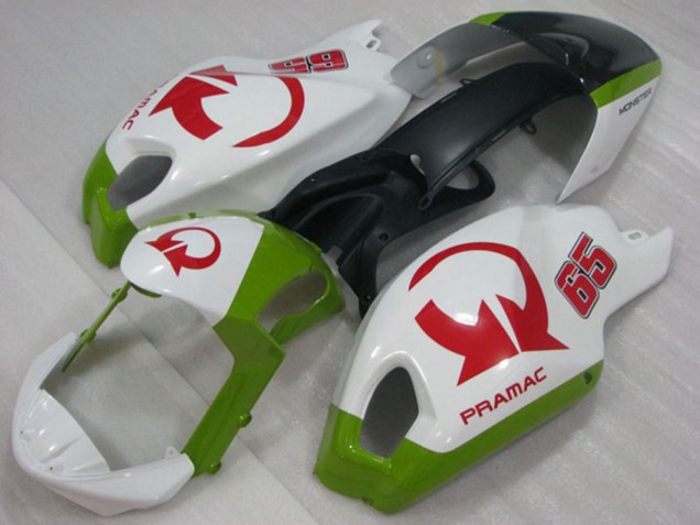 Carenados Moto Ducati Monster 696 2008-2012 - Blanco Verde Rojo Pramac 65 Asequibles