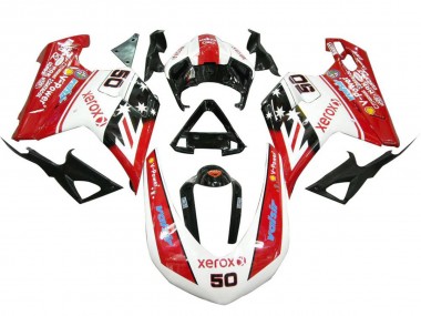 Carenados Moto Ducati 848 1098 1198 2007-2014 - Blanco Rojo Negro Brillante Valsir Xerox 50 Asequibles