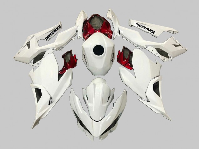Carenados Moto Kawasaki EX400 2018-2024 - Blanco Rojo Negro Asequibles