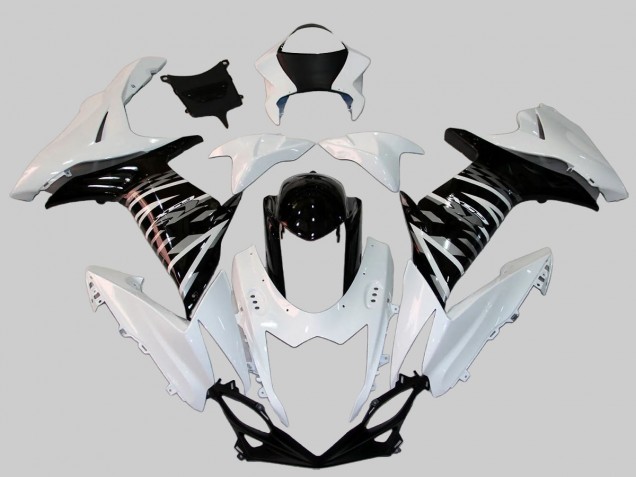 Carenado Moto Suzuki GSXR 600/750 2011-2024 - Blanco Negro Brillante Asequibles