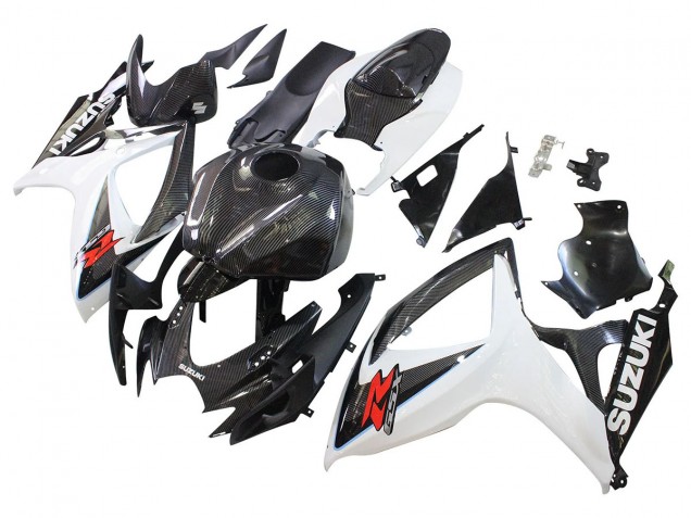 Carenados Moto Suzuki GSXR 600/750 2006-2007 - Negro Blanco FibraCarbono Estilo Asequibles