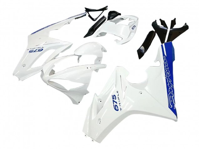 Carenados Moto Triumph Daytona 675 2006-2008 - Blanco Azul Asequibles