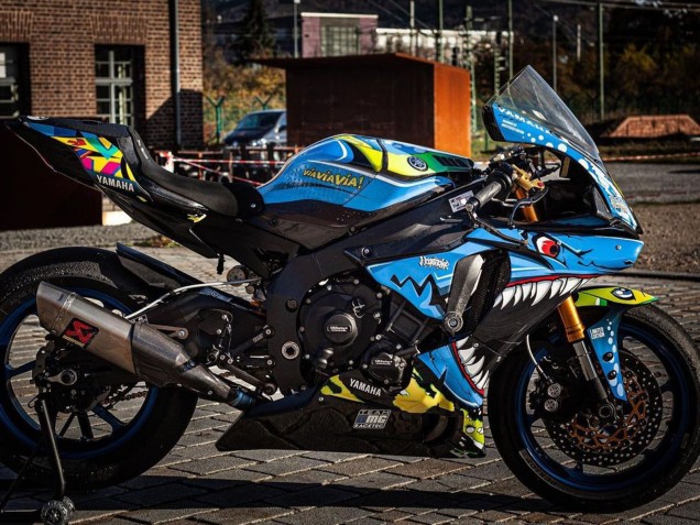 Carenados Moto Yamaha YZF R1 2015-2019 - Azul Amarillo Tiburón Asequibles