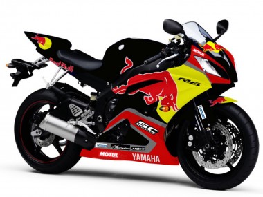 Carenados Moto Yamaha YZF R6 2006-2007 - Negro Brillante Amarillo Rojo Bull Motul Asequibles