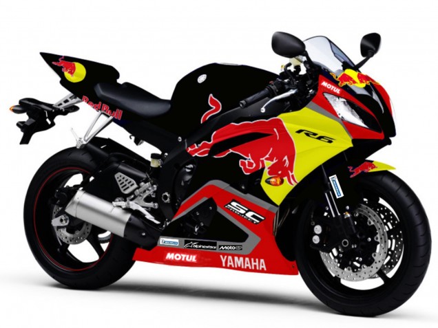 Carenados Moto Yamaha YZF R6 2006-2007 - Negro Brillante Amarillo Rojo Bull Motul Asequibles